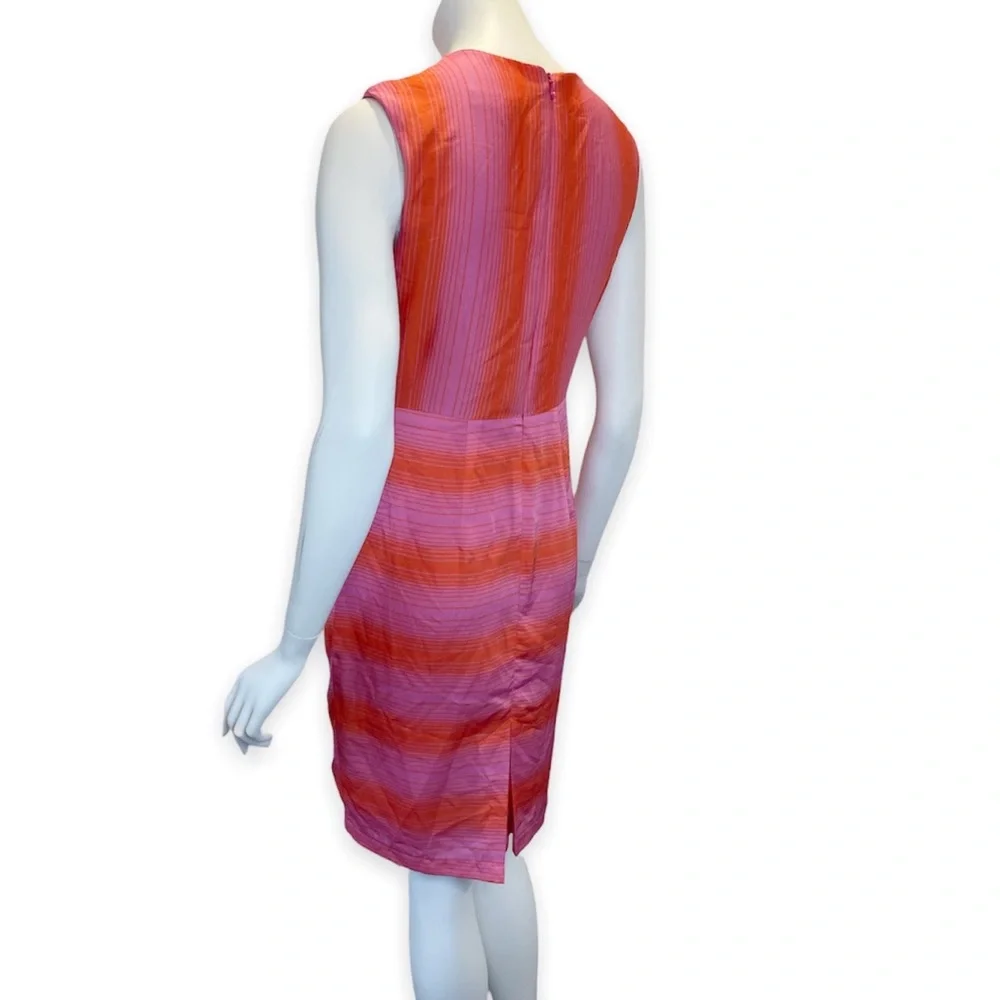 Anthropologie Eva Franco Striped Sheath Dress Orange Pink Sleeveless Size 4 - Picture 2 of 11